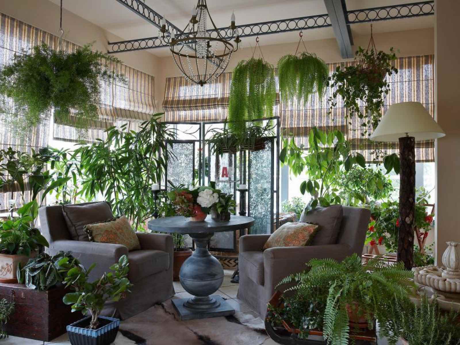 opzione per applicare idee brillanti per decorare un giardino d'inverno in una casa