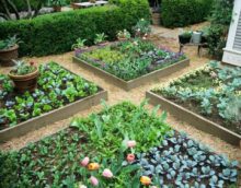 Un esempio di una decorazione leggera di un giardino in una foto di una casa di campagna