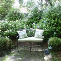 example of a beautiful decor of the front garden at the cottage photo