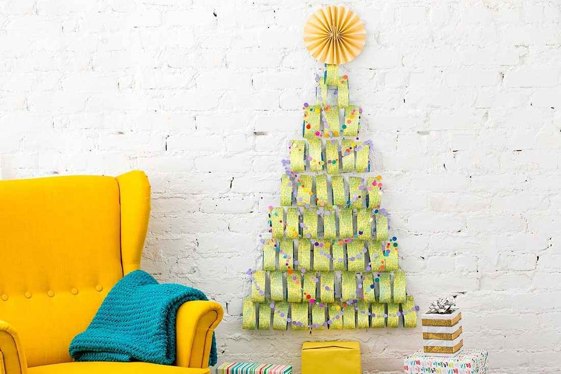 do-it-yourself example of creating a festive Christmas tree from cardboard