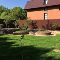 variant of the bright decor of the garden in a private courtyard photo