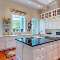 kitchen design with a large window