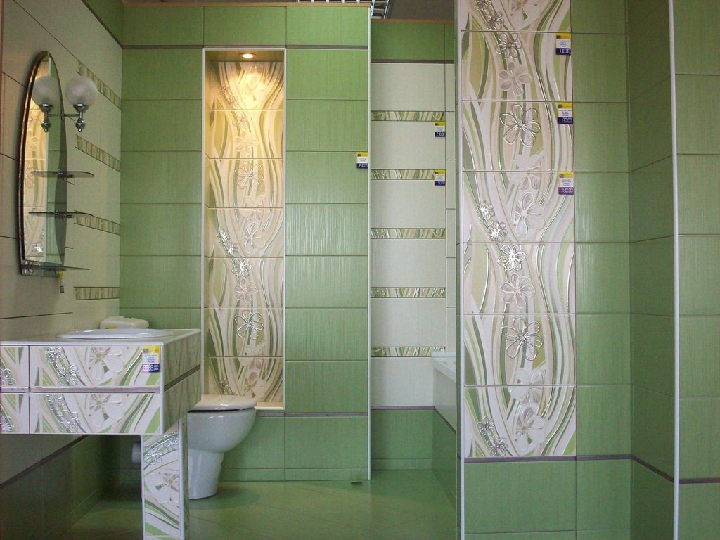 green bathroom tiles