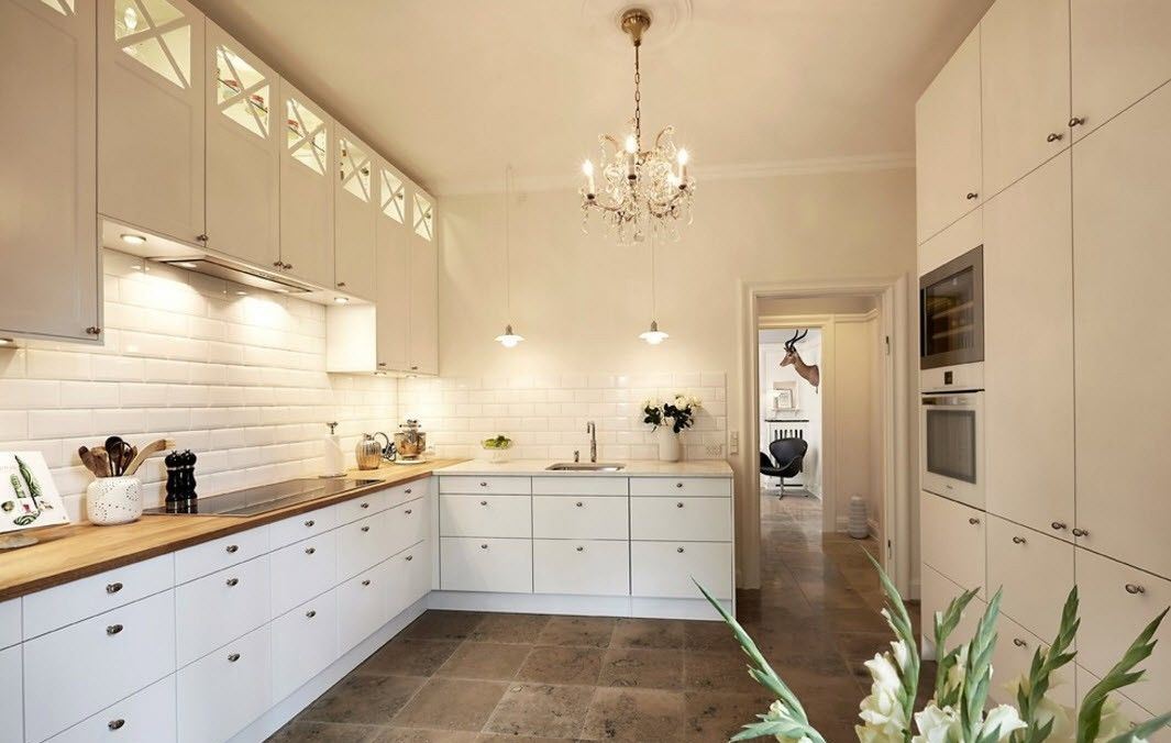 white tile in the kitchen