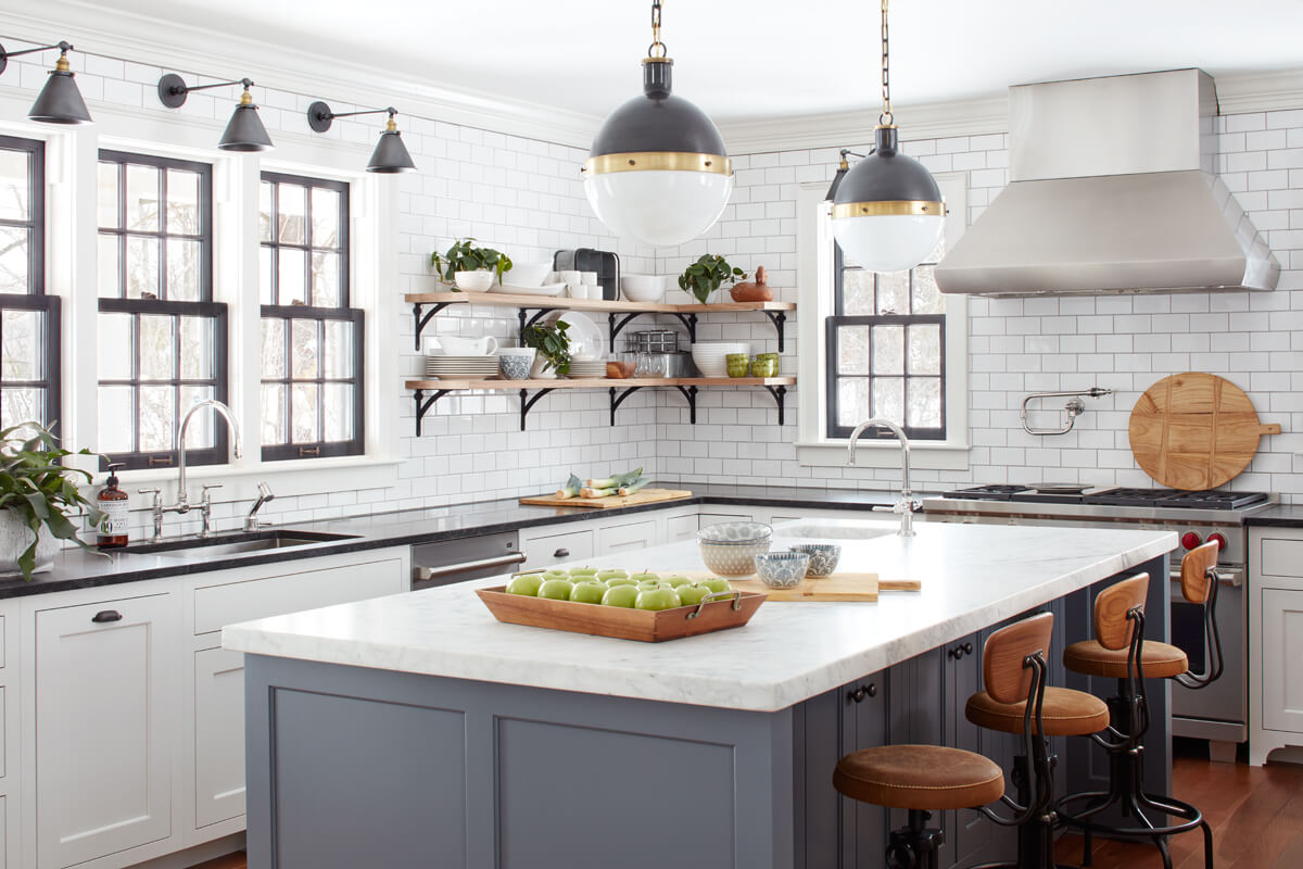 kitchen design with two windows