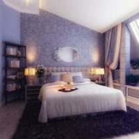 design of a small bedroom in lilac color