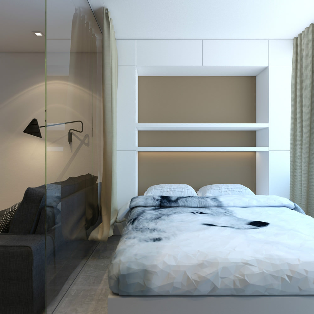 design of a studio apartment 33 m2