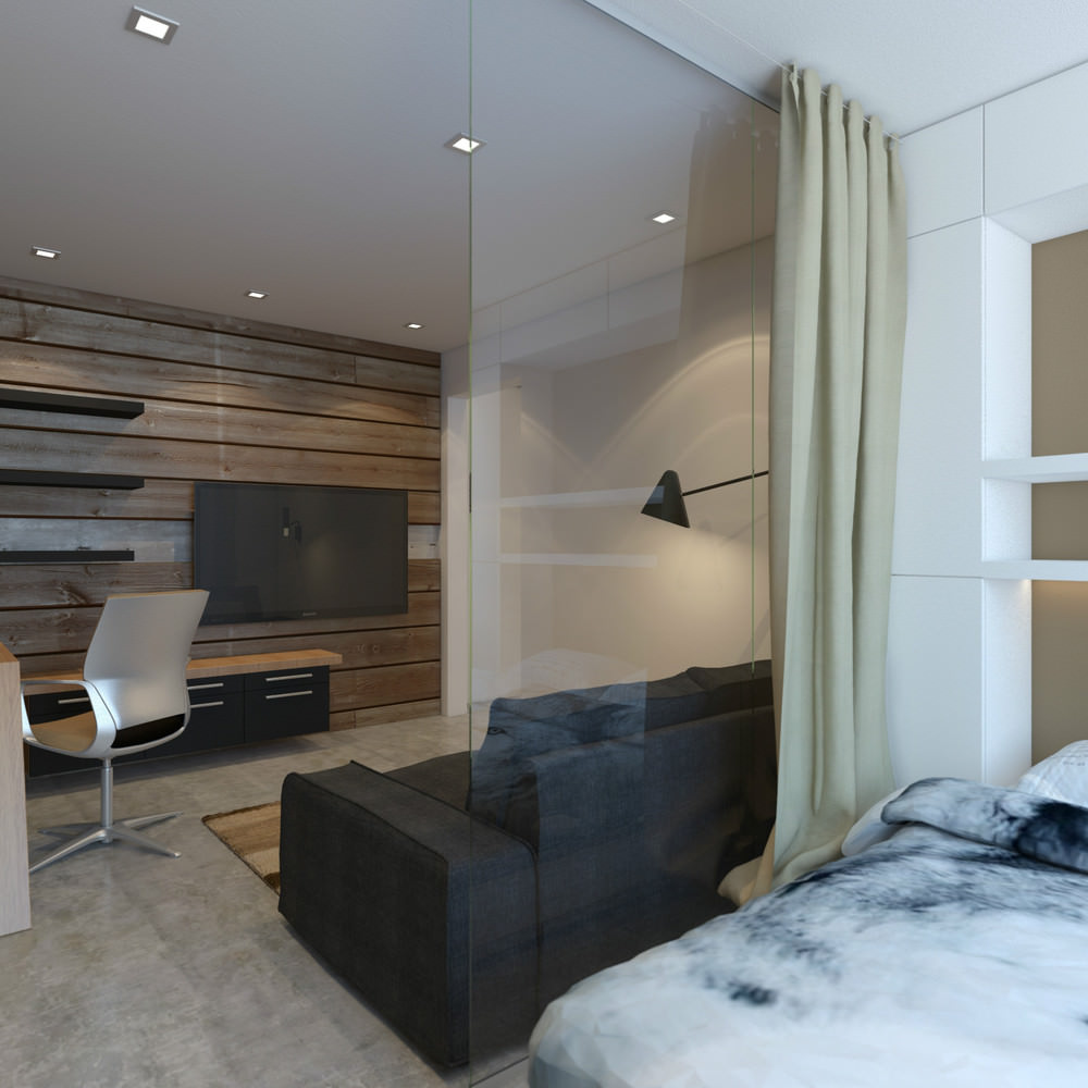 design of a studio apartment 33 m2