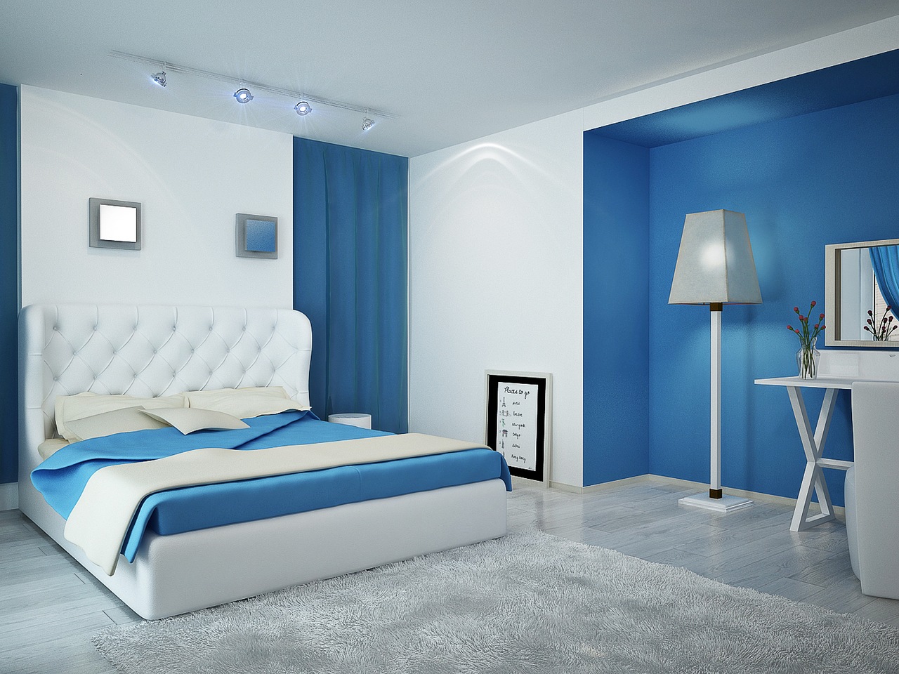 design camera da letto blu