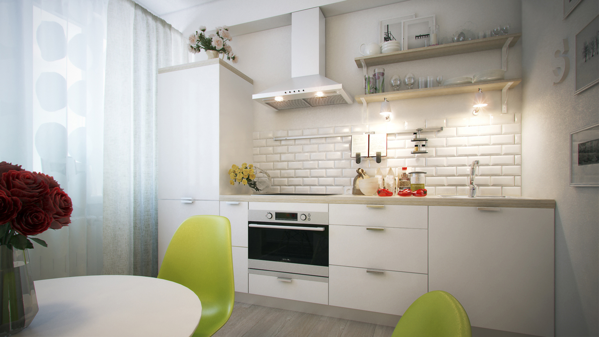 kitchen without upper cabinets photo