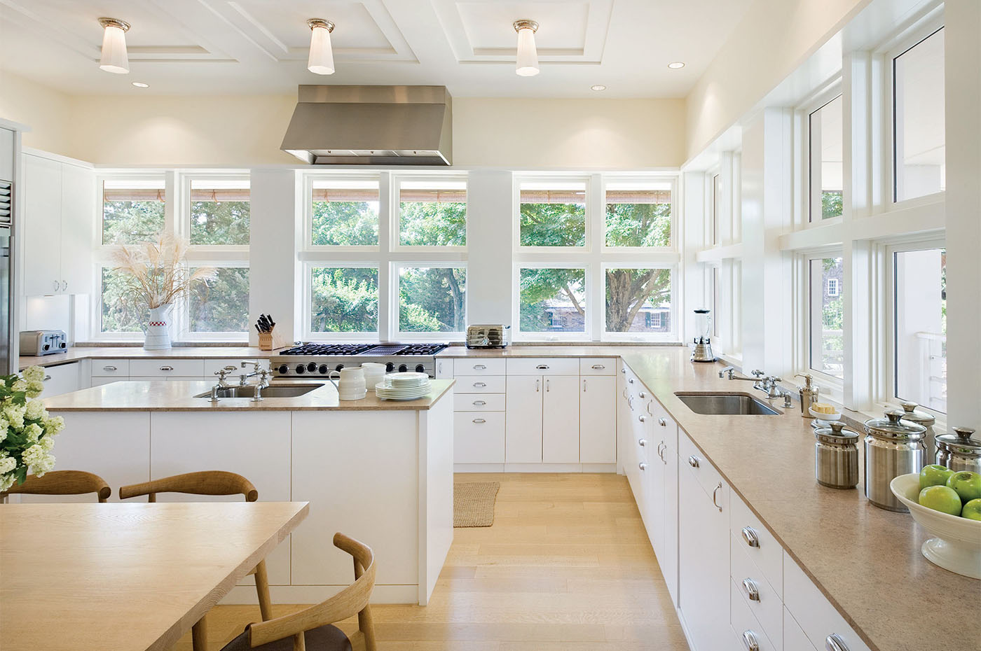 bright kitchen without upper cupboards