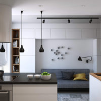 interior of a small kitchen in a studio apartment