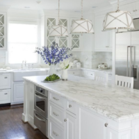 white kitchen set in a white kitchen