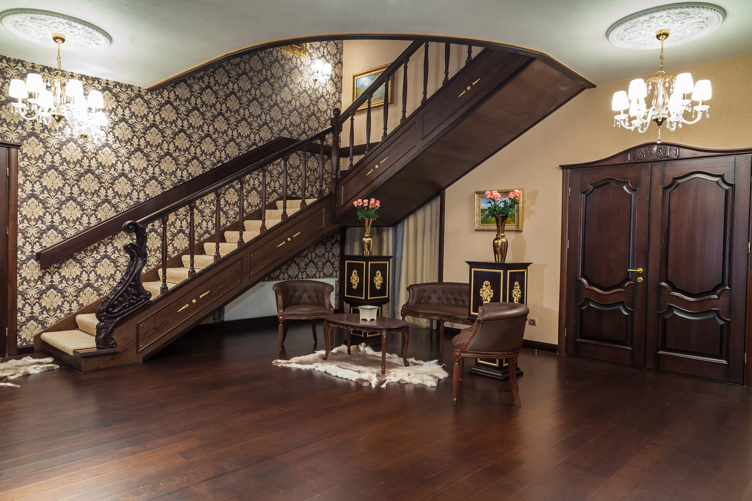 hallway in the house with stairs