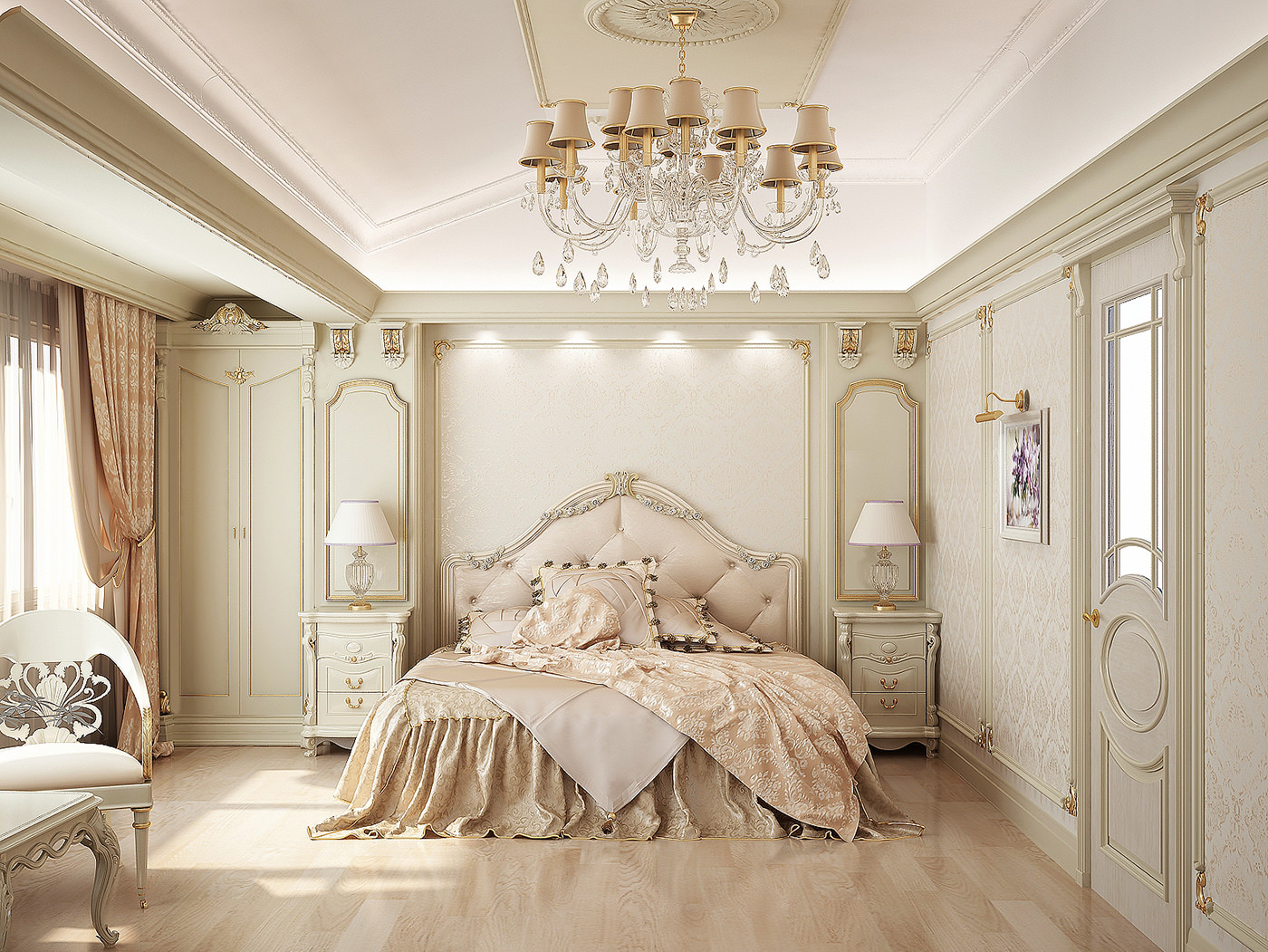 interno camera da letto in stile classico