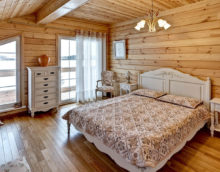 bedroom in a wooden house