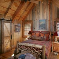 bedroom in a wooden house