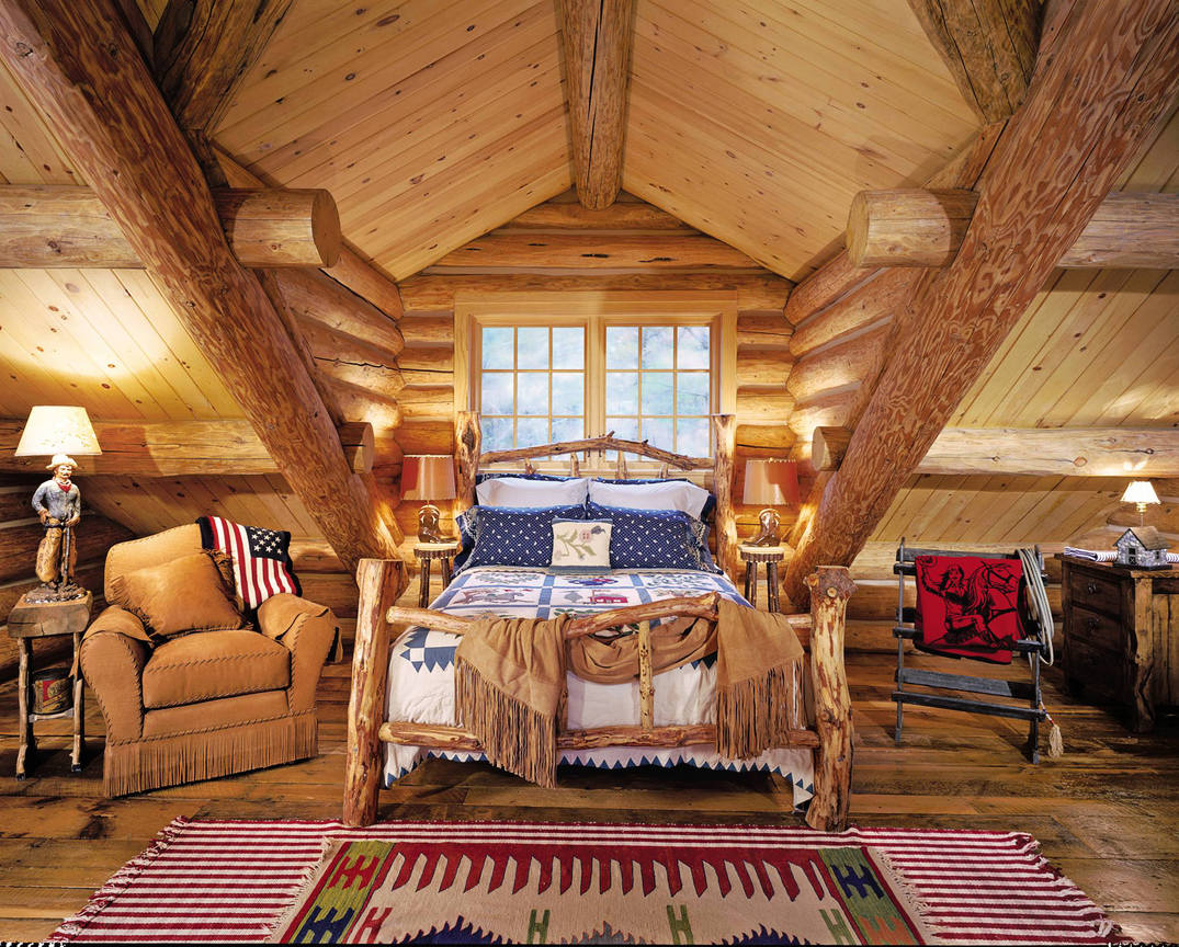 spavaća soba u drvenoj kući