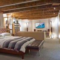 bedroom in a wooden house lighting