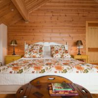 bedroom in a wooden house