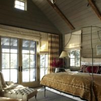 bedroom in a wooden house