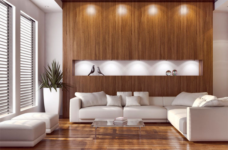 Zidna dekoracija preko kauča za oblaganje drva