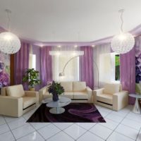 Ball-shaped chandeliers in the interior of the living room