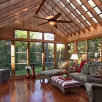 Glass roof of the veranda in the country