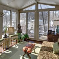 Insulated porch in the winter cottage