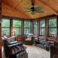 Cottage veranda in a log house