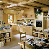 Natural wood in the interior of the room in the style of Provence