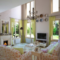 Provence style high ceiling living room