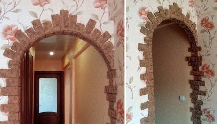 Decorare l'arco con mattoni di cartapesta fatti in casa