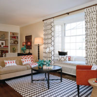 Contrast pattern on the curtains in the living room