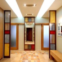 Glass stained glass windows in the hallway interior