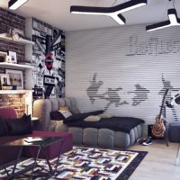 Design da parete per soggiorno in stile loft