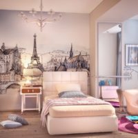 Tema francese per la decorazione della parete della camera da letto