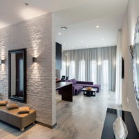 Stone wall cladding hallway