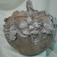 Papier-mâché pumpkin for interior decoration