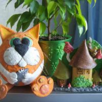 DIY papier-mache dekorációs kompozíció