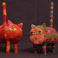 Homemade papier mache figurines