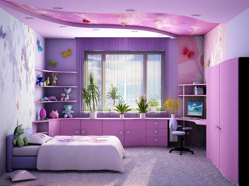 Un exemple d'un intérieur lumineux d'une chambre d'enfants pour une fille