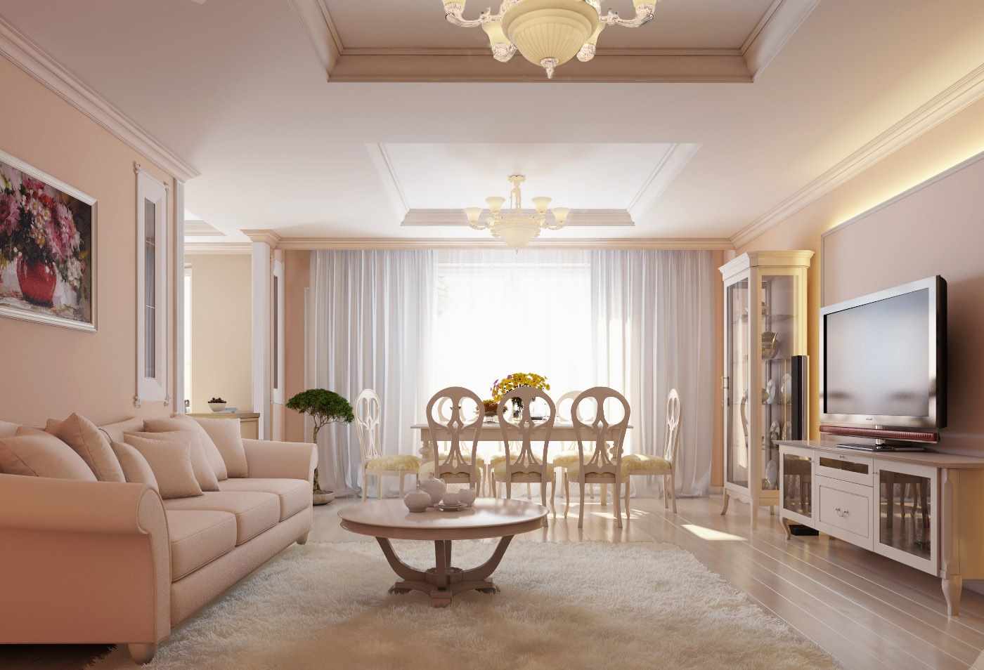 idea menggabungkan warna peach yang indah dalam hiasan apartmen