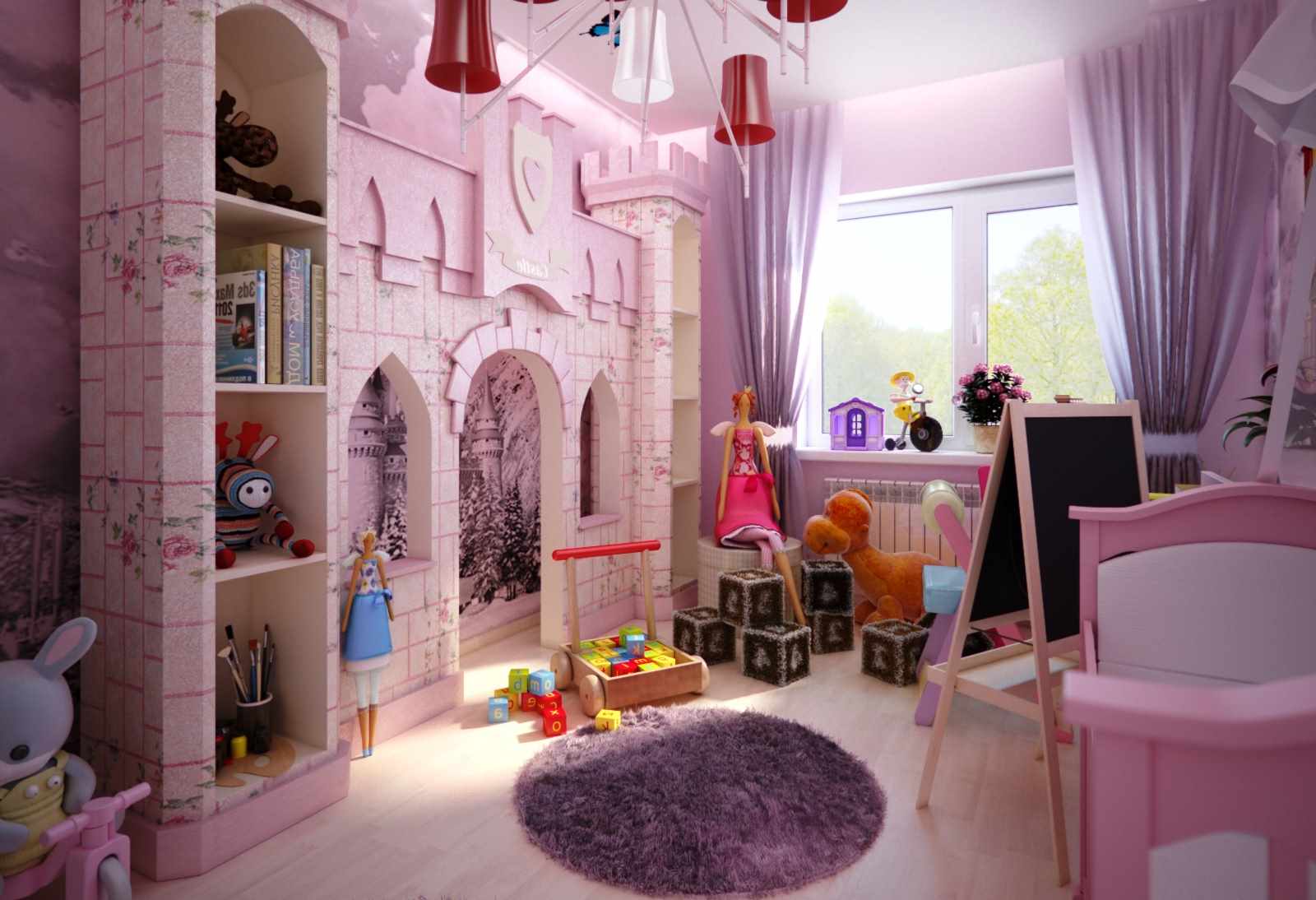 an example of an unusual interior of a children's room for a girl