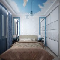 Krem i plava boja u dekoru spavaće sobe 12 kvadrata
