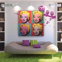 l'idée d'un décor de chambre insolite dans le style de l'image pop art