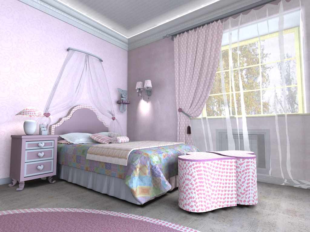 Primjer lijepog dizajna spavaće sobe za djevojku