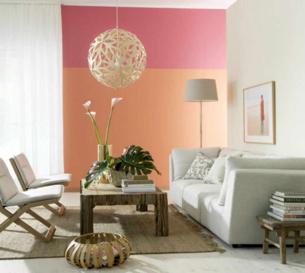 primjer kombinacije neobične boje breskve u dekoru stana