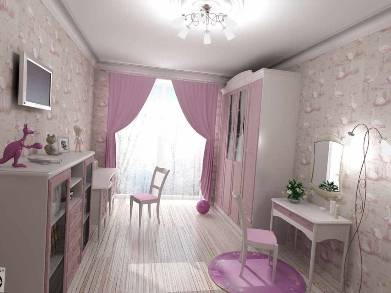 Un exemple du style lumineux d'une chambre d'enfants pour une fille