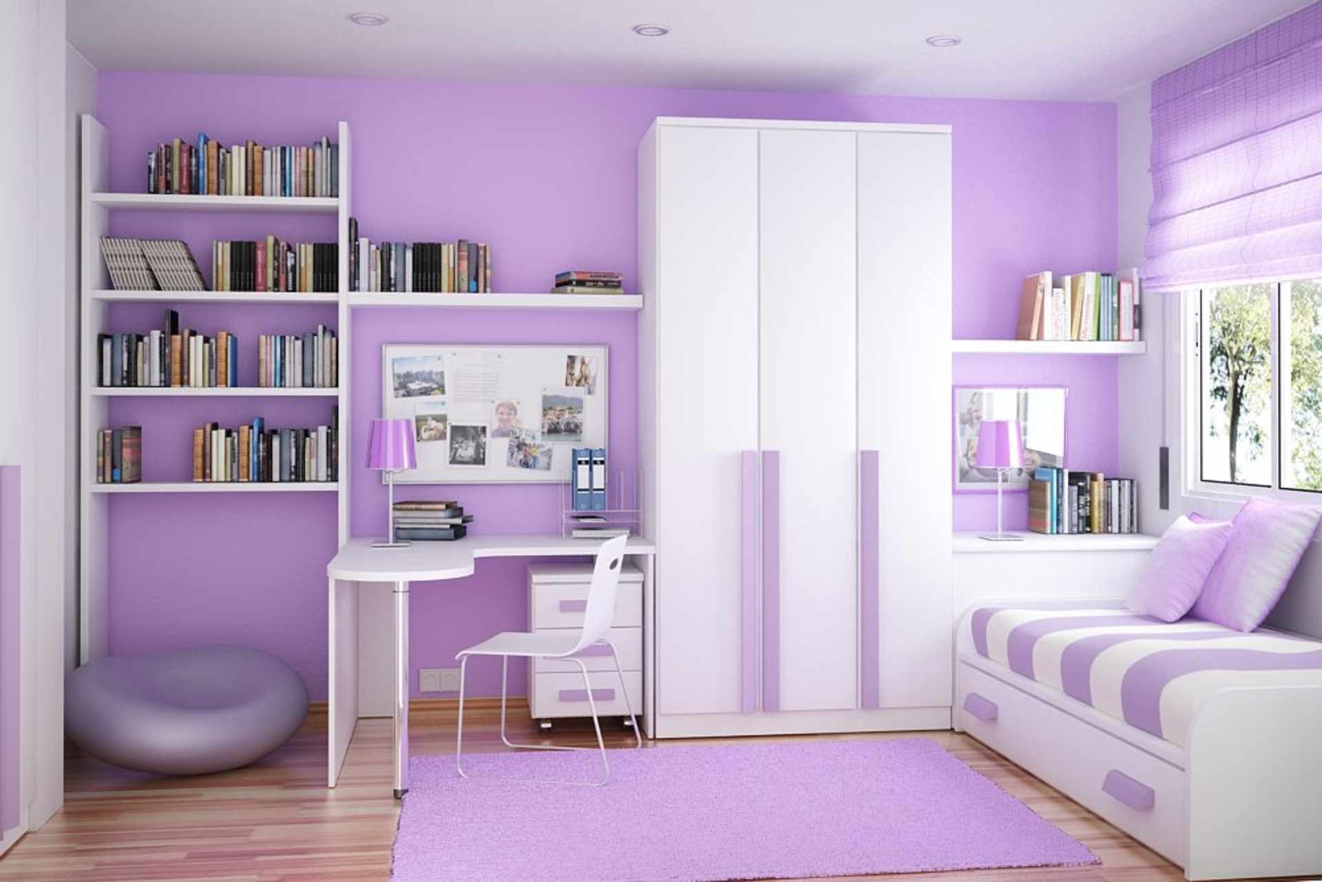 an example of an unusual style of a bedroom for a girl